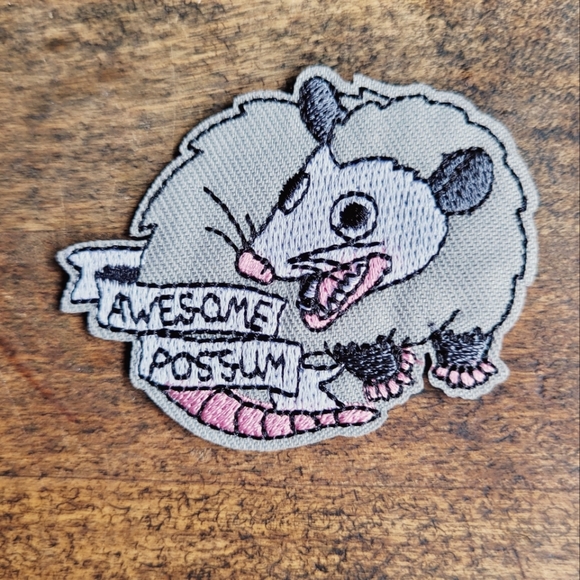 Awesome Possum Funny Y2k Punk Embroidered Iron on Patch - Picture 1 of 3